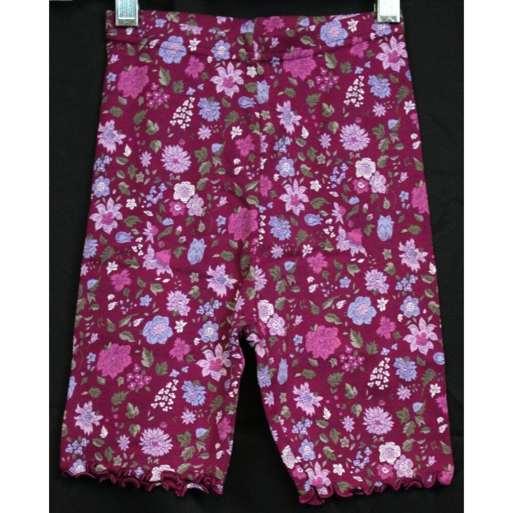 2005 Gymboree Romantic Garden Bike Shorts Lettuce Edging Burgundy Floral sz 9
